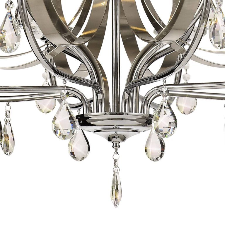 Latest Avilia Pendant 12 Light E14 Polished Chrome/satin Nickel Pertaining To Satin Nickel Crystal Chandeliers (View 6 of 15)