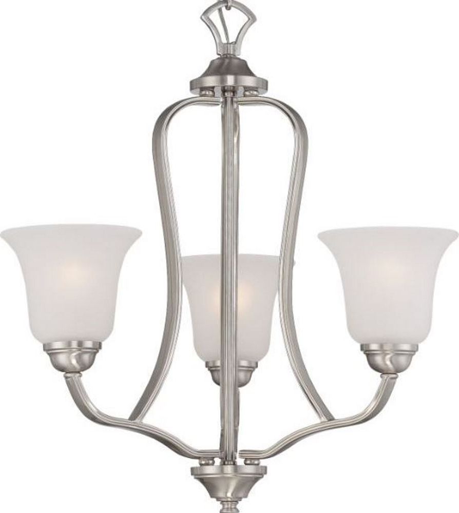 Latest Brushed Nickel Modern Chandeliers With Regard To Elizabeth Brushed Nickel Chandelier Frosted Glass Shades (View 11 of 15)