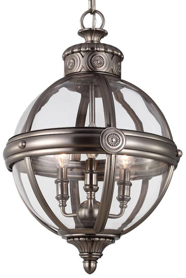 Latest Feiss Adams Pendant Chandelier 3 Light Globe Lantern Pertaining To 3 Light Pendant Chandeliers (View 8 of 15)