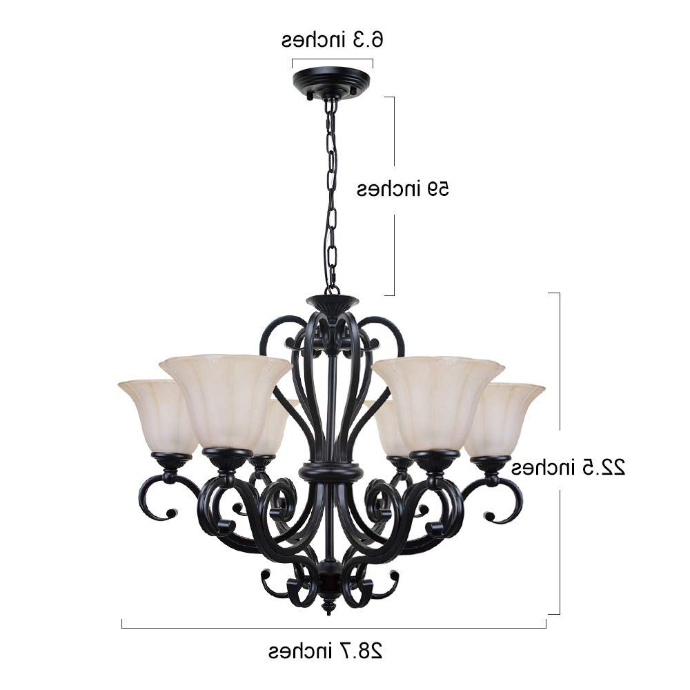 Lnc A02335 Large 6 Light Chandelier Matte Black Finish In Most Up To Date Matte Black Chandeliers (View 12 of 15)