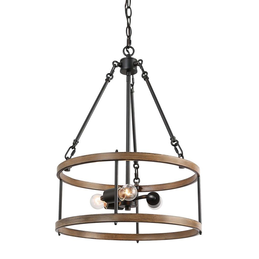 Lnc Eniso 3 Light Black Drum Iron Chandelier With For Most Popular Distressed Cream Drum Pendant Lights (View 6 of 15)
