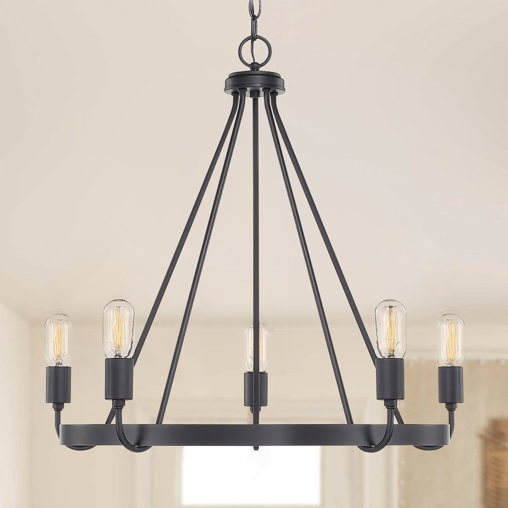 Matte Black Chandeliers For Famous Homeplacecapital Lighting Tanner Matte Black (View 5 of 15)