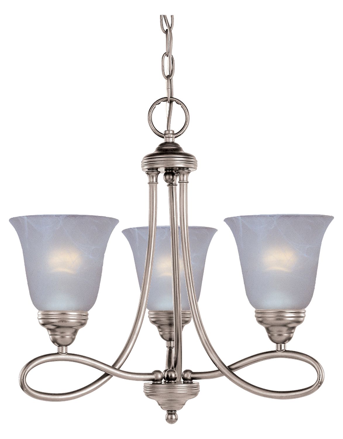 Maxim Three Light Satin Nickel Marble Glass Up Mini For Recent Satin Nickel Crystal Chandeliers (View 11 of 15)