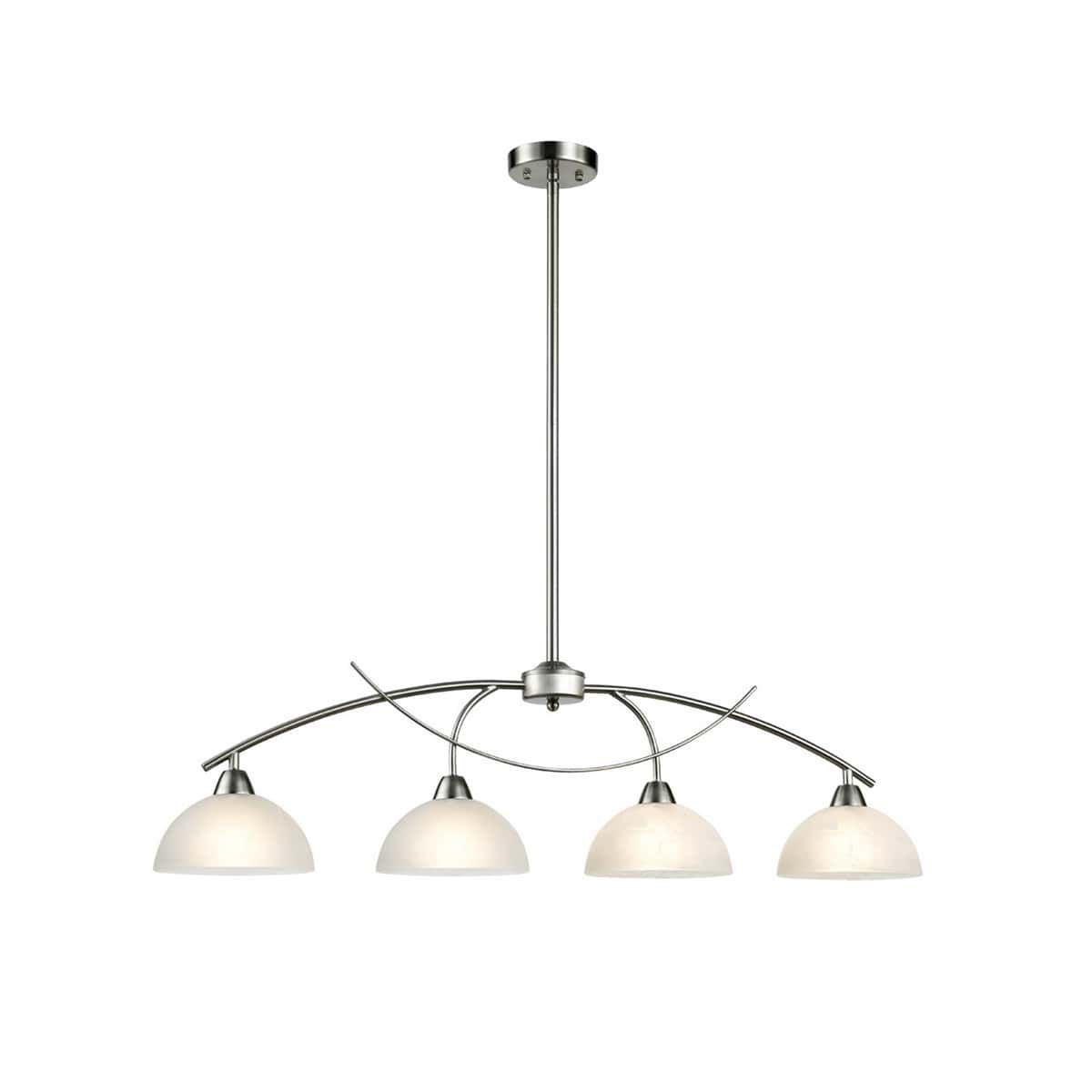Modern 4 Light Kitchen Pendant Lighting, Brushed Nickel Pertaining To Best And Newest Brushed Nickel Metal And Wood Modern Chandeliers (View 12 of 15)