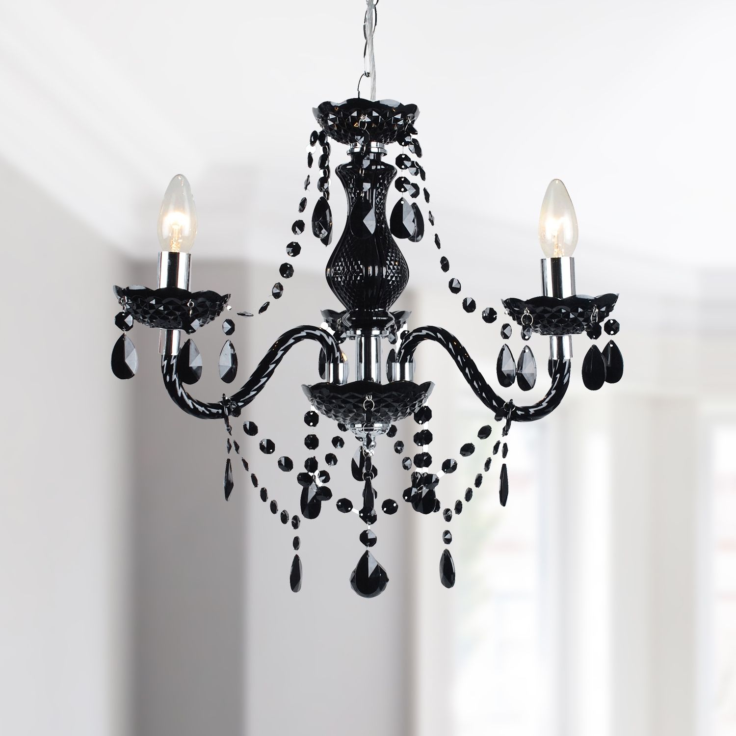 Modern Classic Black & Chrome Marie Therese 3 Light For Most Current 3 Light Pendant Chandeliers (View 15 of 15)