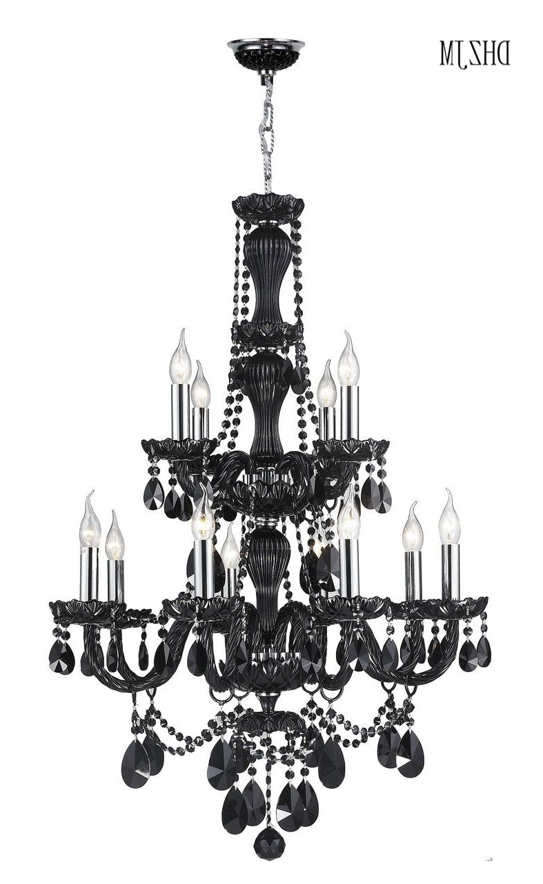 Modern Crystal Chandelier Lighting Luxury Black Glass Pertaining To Preferred Black Modern Chandeliers (View 13 of 15)