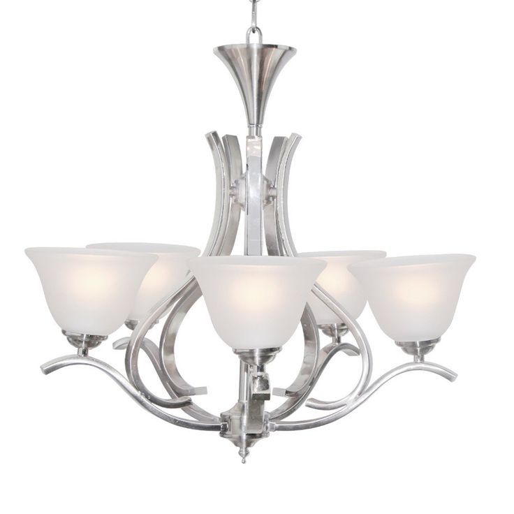 Most Current Lnc Modern Antique 5 Light Iron Brushed Nickel Finish Regarding Brushed Nickel Metal And Wood Modern Chandeliers (View 14 of 15)
