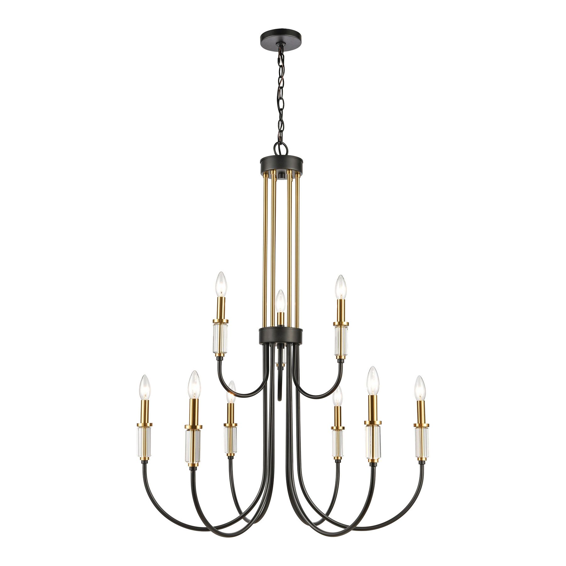 Most Current Matte Black Chandeliers With Regard To Elk Lighting 46346/9 9 Light Chandelier In Matte Black And (View 2 of 15)