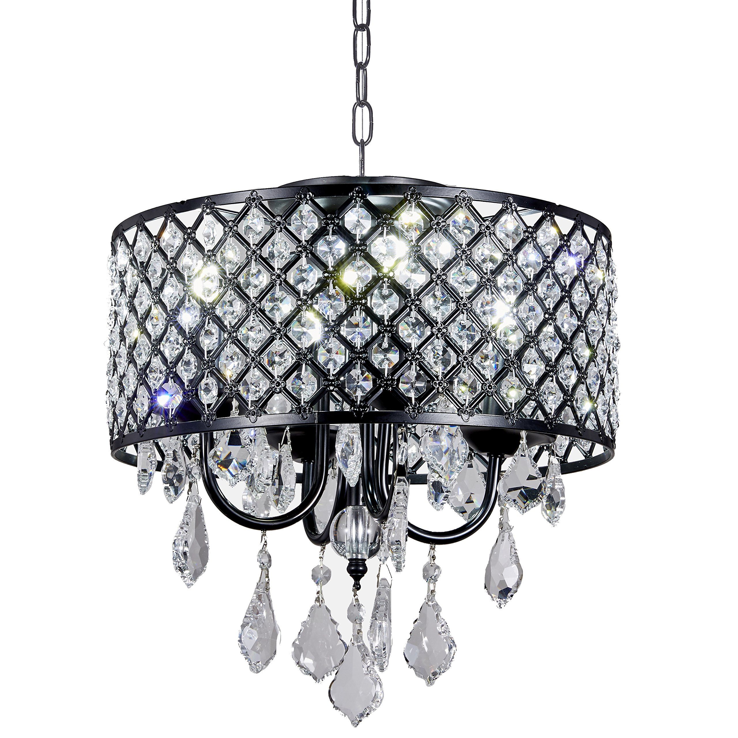 Most Current New Galaxy Lighting 4 Light Antique Black Round Metal In Black Shade Chandeliers (View 8 of 15)