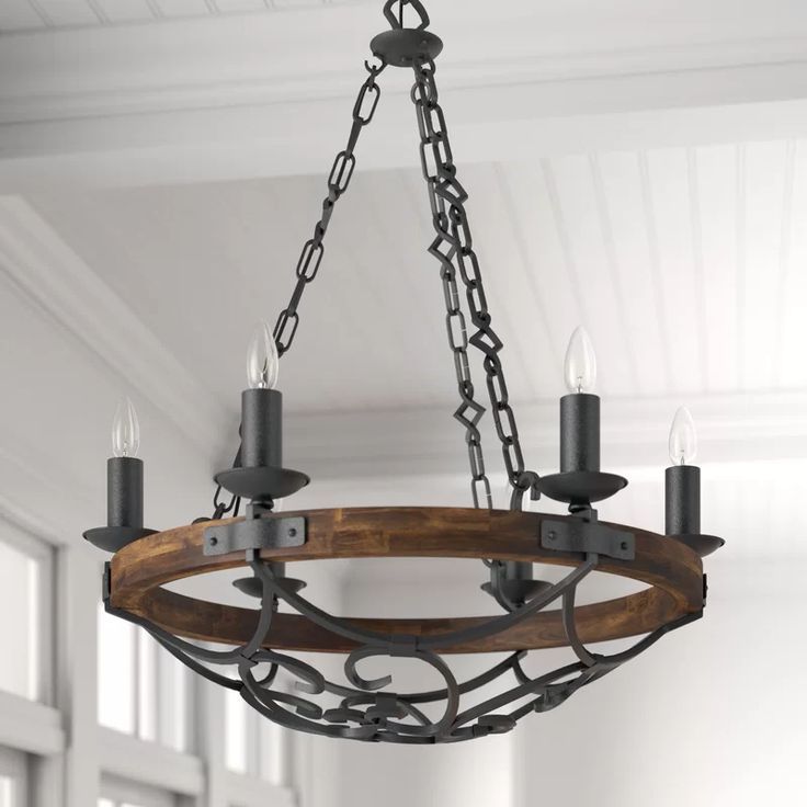 Most Current Three Posts Bacchus 6 Light Candle Style Wagon Wheel Within Brass Wagon Wheel Chandeliers (View 10 of 15)