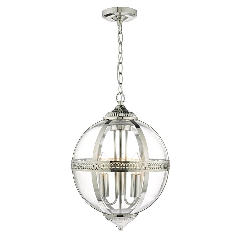 Most Popular Nickel Pendant Lights With Regard To Dar Lighting Vanessa 3 Light Ceiling Pendant In Polished (View 10 of 15)