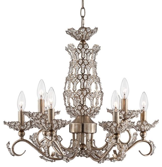 Most Popular Traditional Beaded Silver Leaf 22" Wide Crystal Chandelier For Silver Leaf Chandeliers (View 4 of 15)
