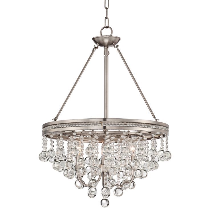 Most Recent Regina Brushed Nickel 19" Wide Crystal Chandelier – #3H066 Pertaining To Brushed Nickel Crystal Pendant Lights (View 2 of 15)