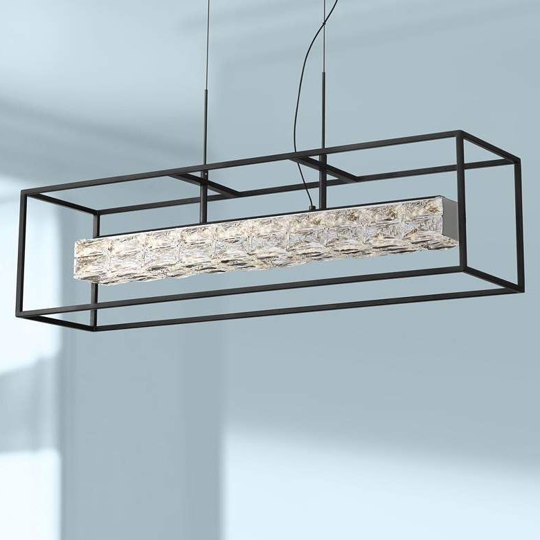 Most Recent Roxbury 35 1/2" Wide Black Led Kitchen Island Light For Brass And Black Led Island Pendant (View 6 of 15)