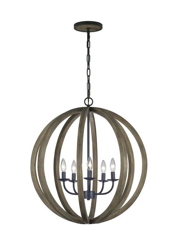 Most Up To Date F2936/5Wow/Af,5 – Light Large Pendant,Weathered Oak Wood With Weathered Oak Wood Chandeliers (View 11 of 15)