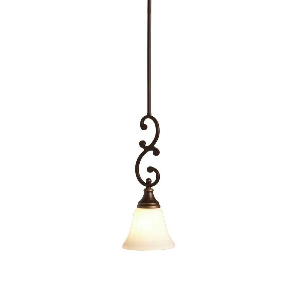 Most Up To Date Hampton Bay Somerset 1 Light Oil Rubbed Bronze Mini With Textured Glass And Oil Rubbed Bronze Metal Pendant Lights (View 11 of 15)