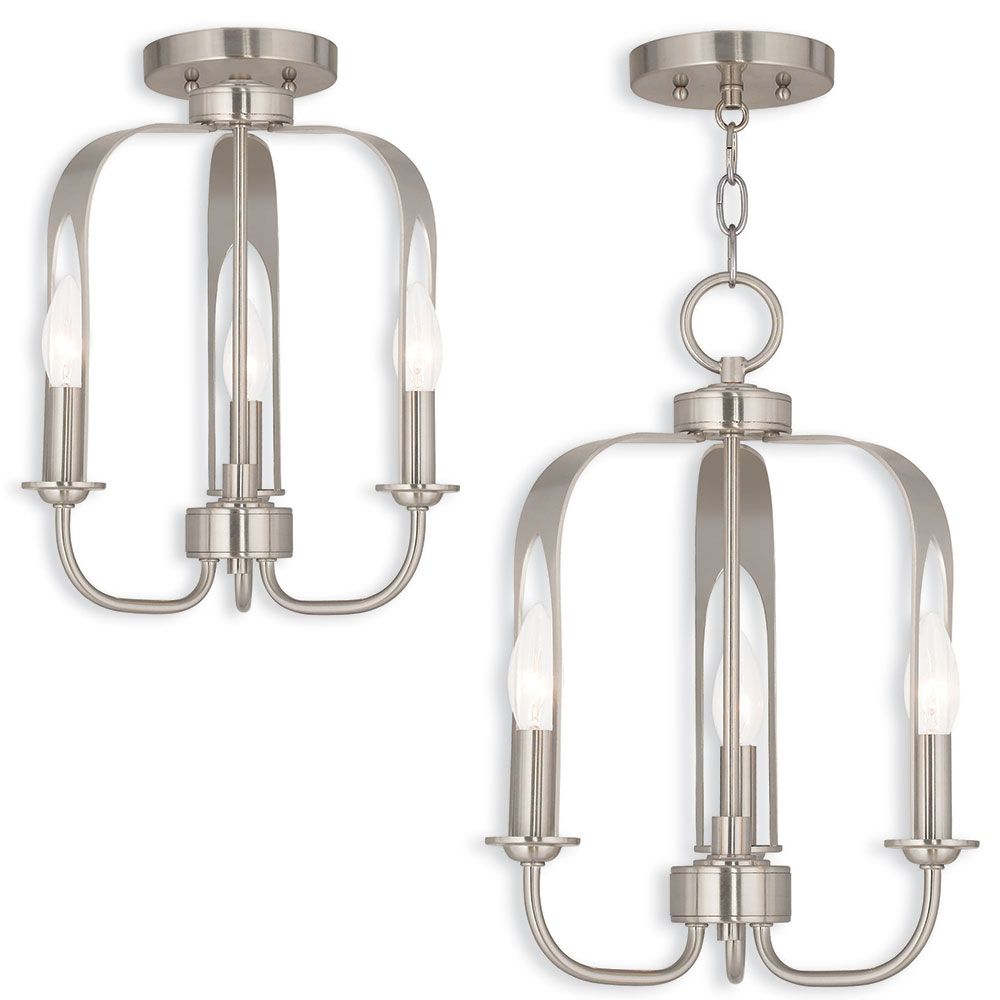 Most Up To Date Livex 51933 91 Addison Modern Brushed Nickel Mini With Regard To Polished Nickel And Crystal Modern Pendant Lights (View 8 of 15)