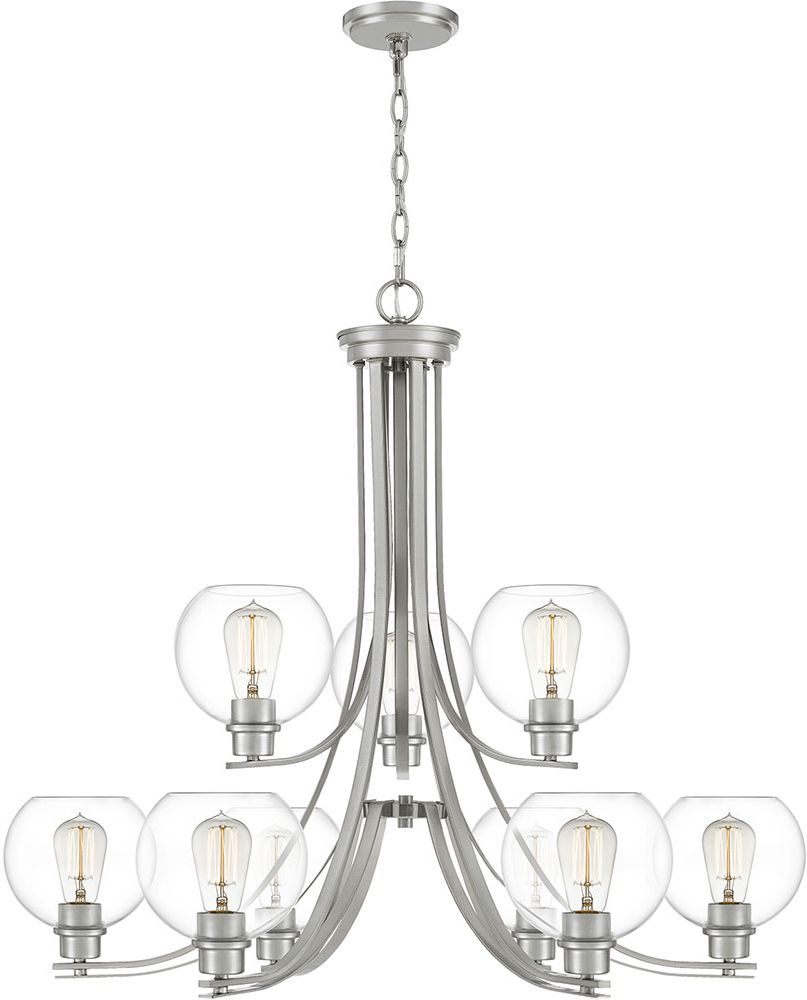 Most Up To Date Quoizel Pruc5034Bn Pruitt Contemporary Brushed Nickel Inside Brushed Nickel Metal And Wood Modern Chandeliers (View 3 of 15)