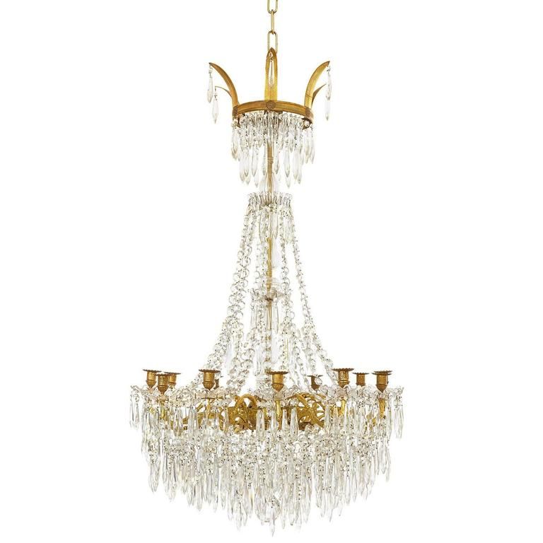 Most Up To Date Roman Bronze And Crystal Chandeliers Pertaining To Large Gilt Bronze And Crystal Antique French Chandelier In (View 15 of 15)