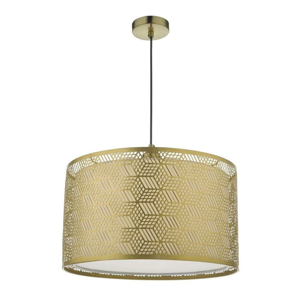 Newest Gold Finish Double Shade Chandeliers Intended For Dar Lighting 2019/20 Tin6535 Tino Easy Fit Metal Pendant (View 8 of 15)