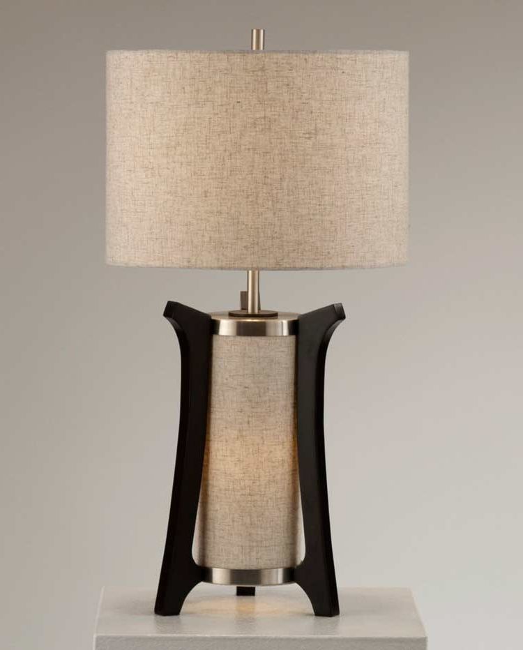 Oatmeal Linen Shade Chandeliers Intended For Most Up To Date Oatmeal Linen Shade Table Lamp Nl (View 8 of 15)