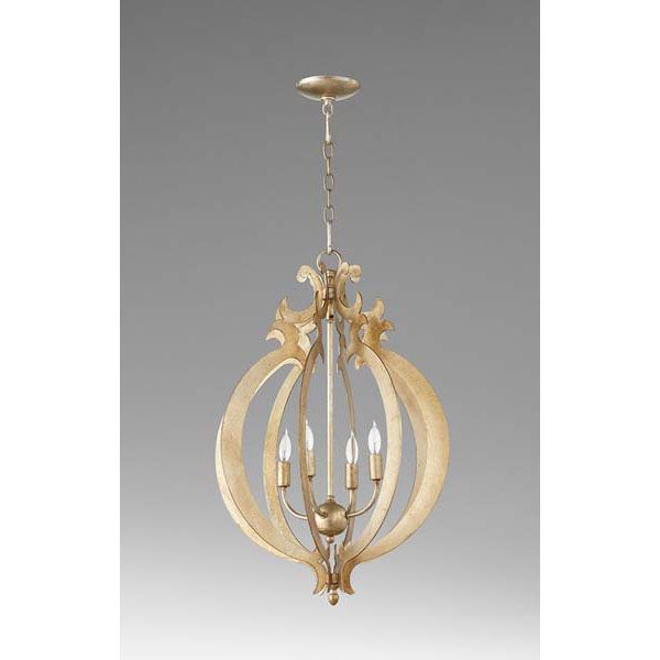 Ornament Aged Silver Chandeliers For Newest Aged Silver Leaf 4 Light Entry Pendant Chandelier Lighting (View 11 of 15)
