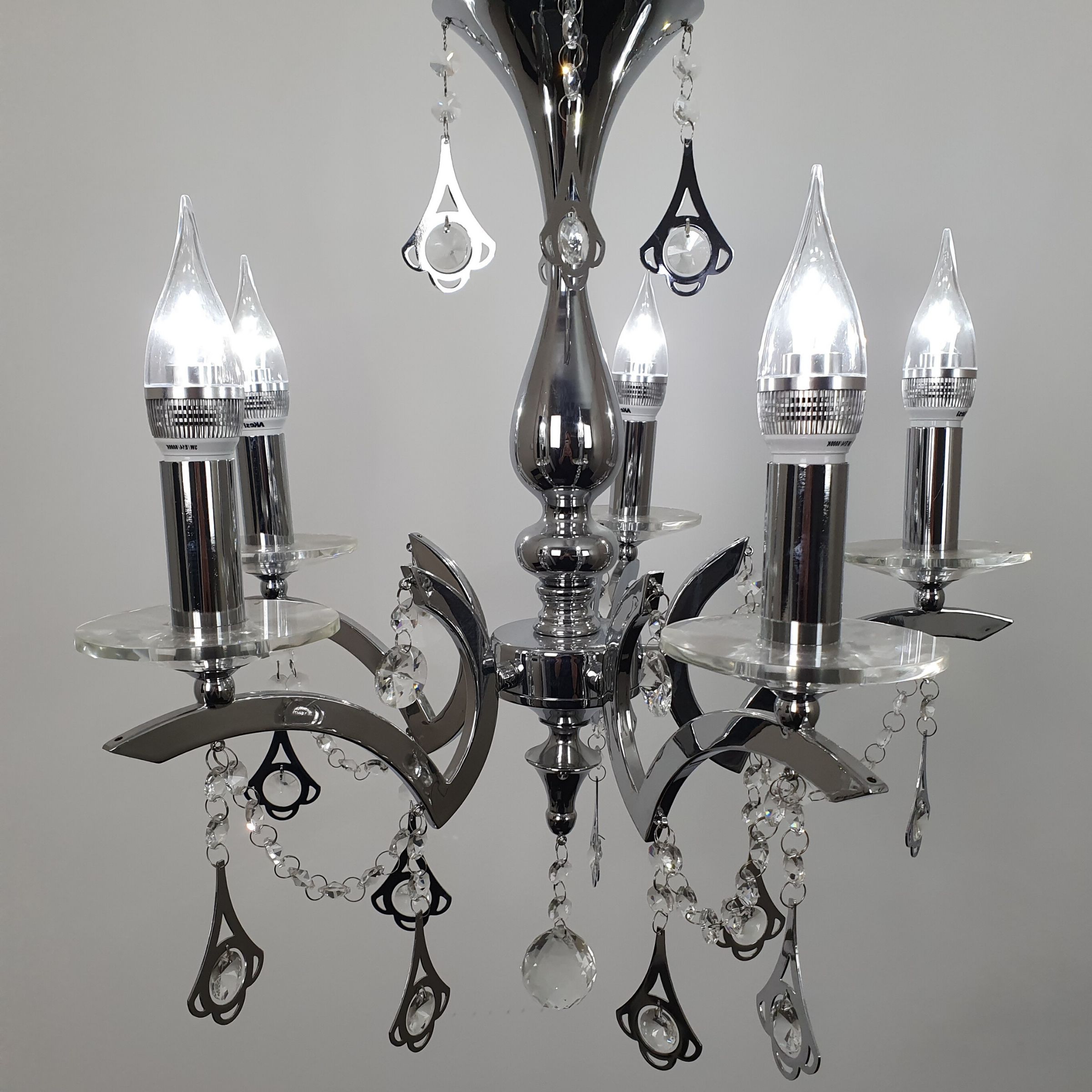 Pendant Crystal Beaded Chrome Chandelier – Rovert Lighting Throughout Widely Used Chrome And Crystal Pendant Lights (View 5 of 15)