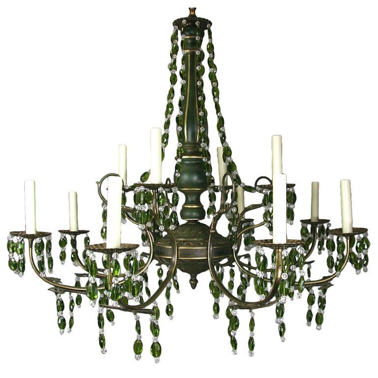 Popular Marquette Two Tier Traditional Chandeliers Intended For On Sale Large Green Crystal Two Tier Chandelier, 1920S At (View 7 of 15)