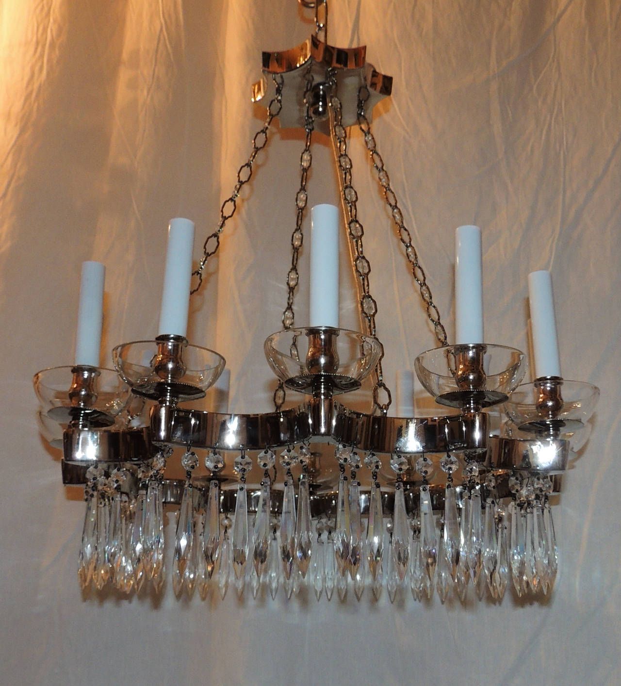 Popular Mid Century Modern Chrome Nickel Open Circle Crystal 12 Pertaining To Polished Nickel And Crystal Modern Pendant Lights (View 9 of 15)