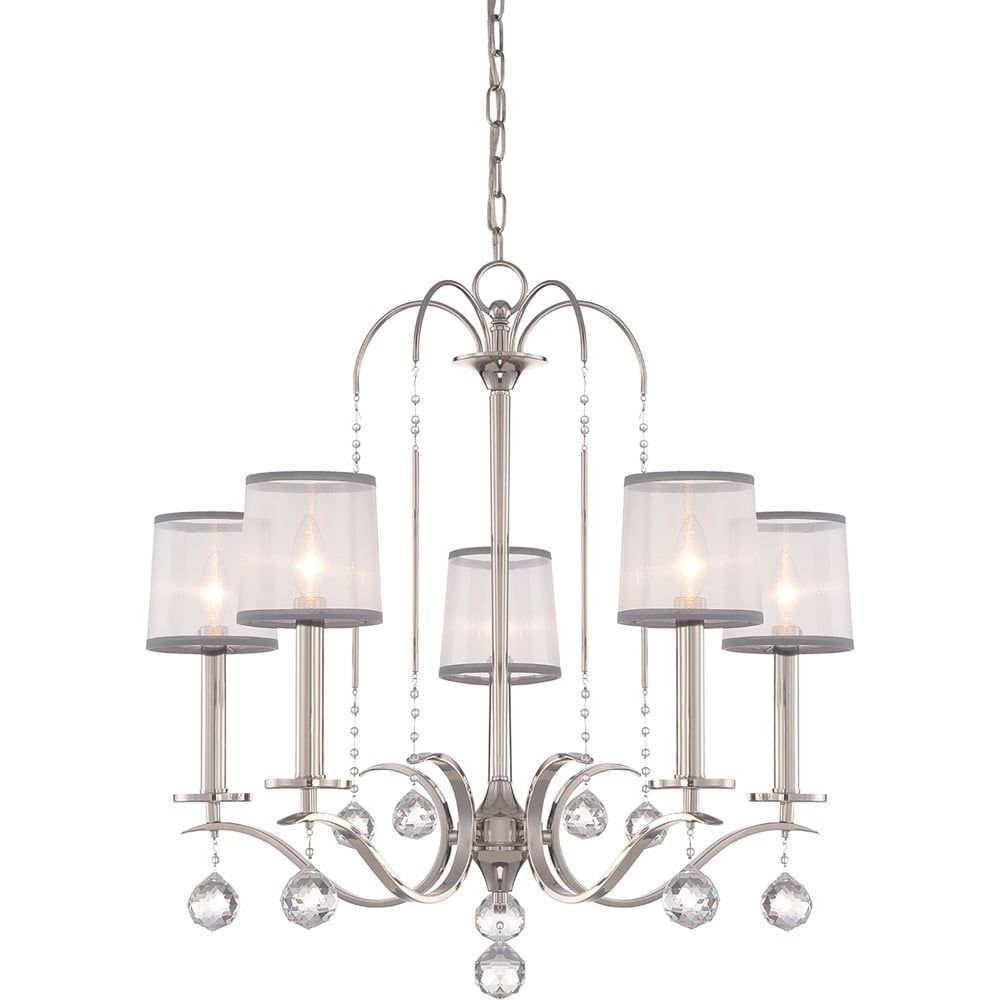 Popular Organza Silver Pendant Lights With Regard To Elstead Lighting Whitney 5 Light Multi Arm Ceiling (View 7 of 15)