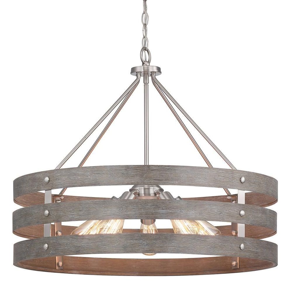 Popular Progress Lighting Gulliver 5 Light Brushed Nickel With Stone Gray And Nickel Chandeliers (View 15 of 15)