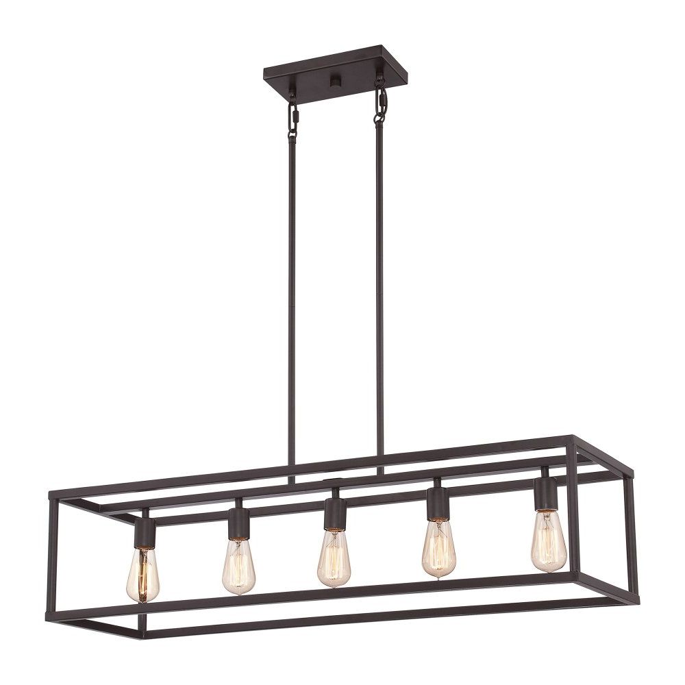 Preferred Bronze Kitchen Island Chandeliers Pertaining To Bronze Kitchen Island Hanging Pendant With 5 Vintage Bulbs (View 3 of 15)