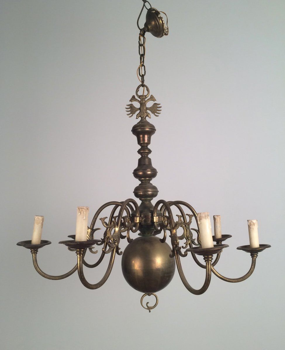 Preferred Bronze Metal Chandeliers Inside Vintage Bronze And Brass Chandelier, 1940S For Sale At Pamono (View 3 of 15)