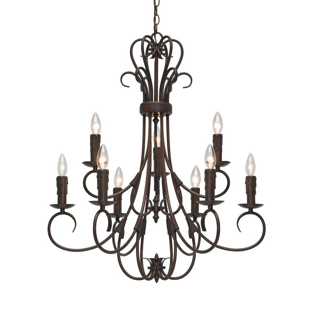 Preferred Bronze Round 2 Tier Chandeliers With Golden Lighting Homestead Collection 9 Light Rubbed Bronze (View 2 of 15)