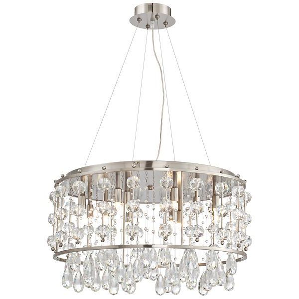 Preferred Brushed Nickel Crystal Pendant Lights Intended For Keyvive 25" Wide Brushed Nickel And Crystal Chandelier – # (View 9 of 15)