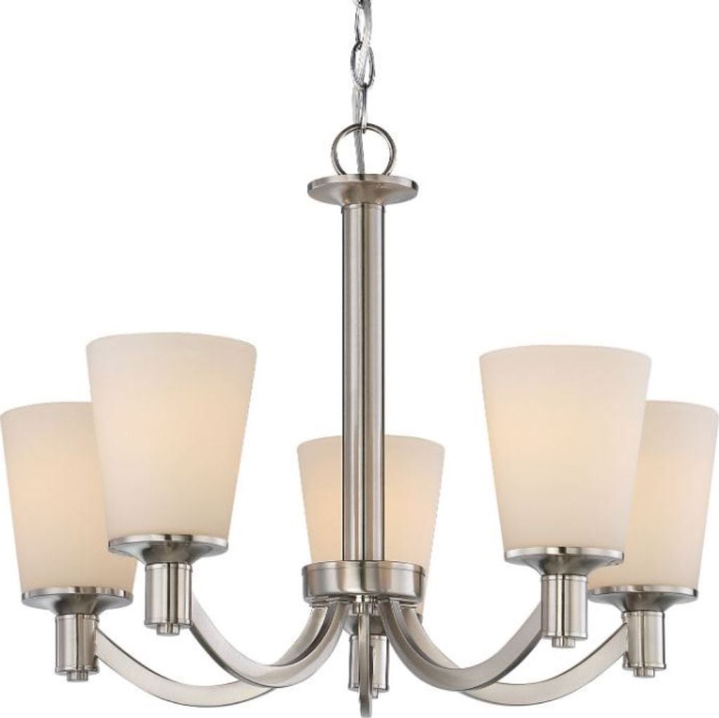 Preferred Laguna Brushed Nickel Chandelier White Glass Shades 23"Wx17"H Inside Brushed Nickel Modern Chandeliers (View 1 of 15)