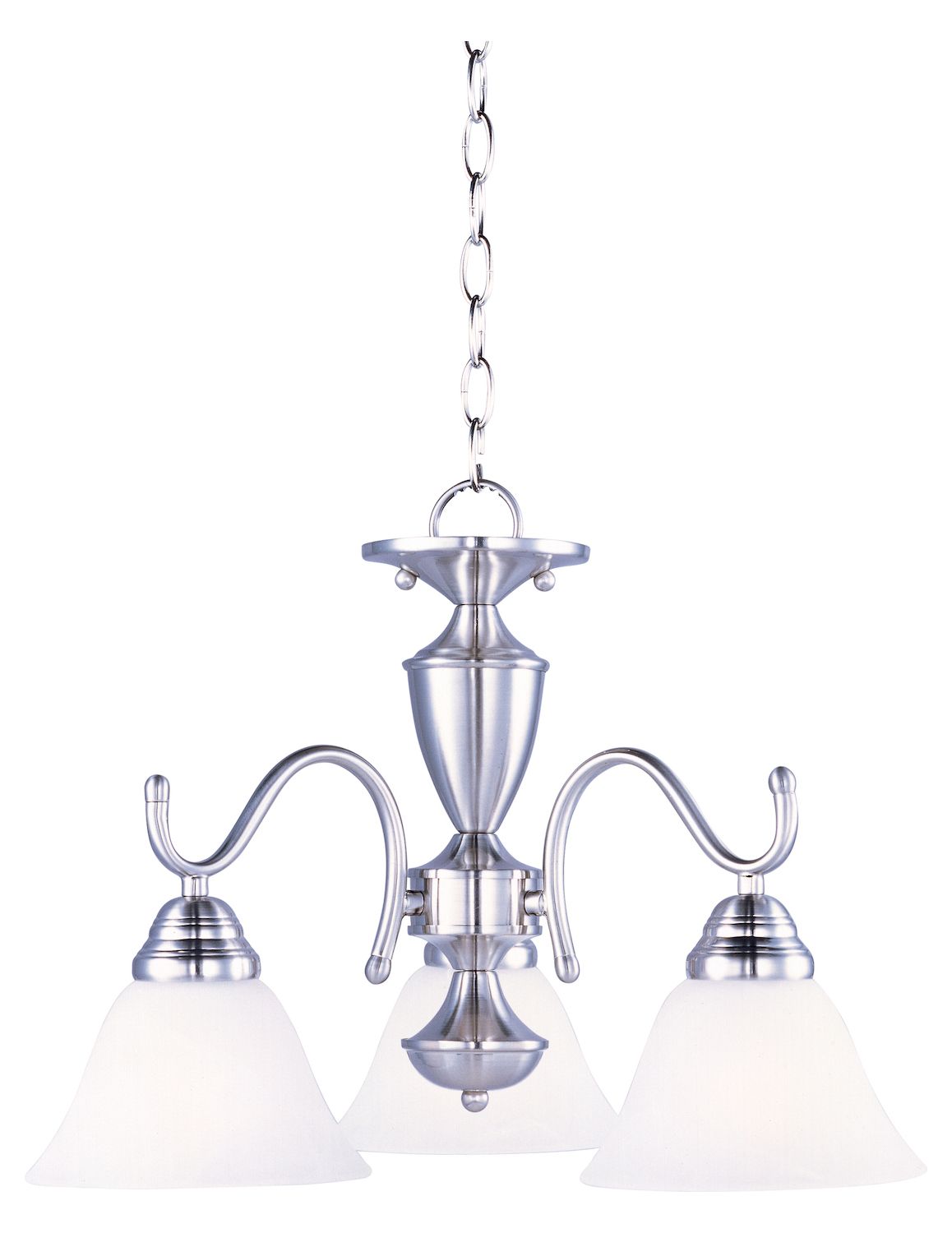 Preferred Satin Nickel Crystal Chandeliers With Maxim Three Light Satin Nickel Marble Glass Down Mini (View 15 of 15)