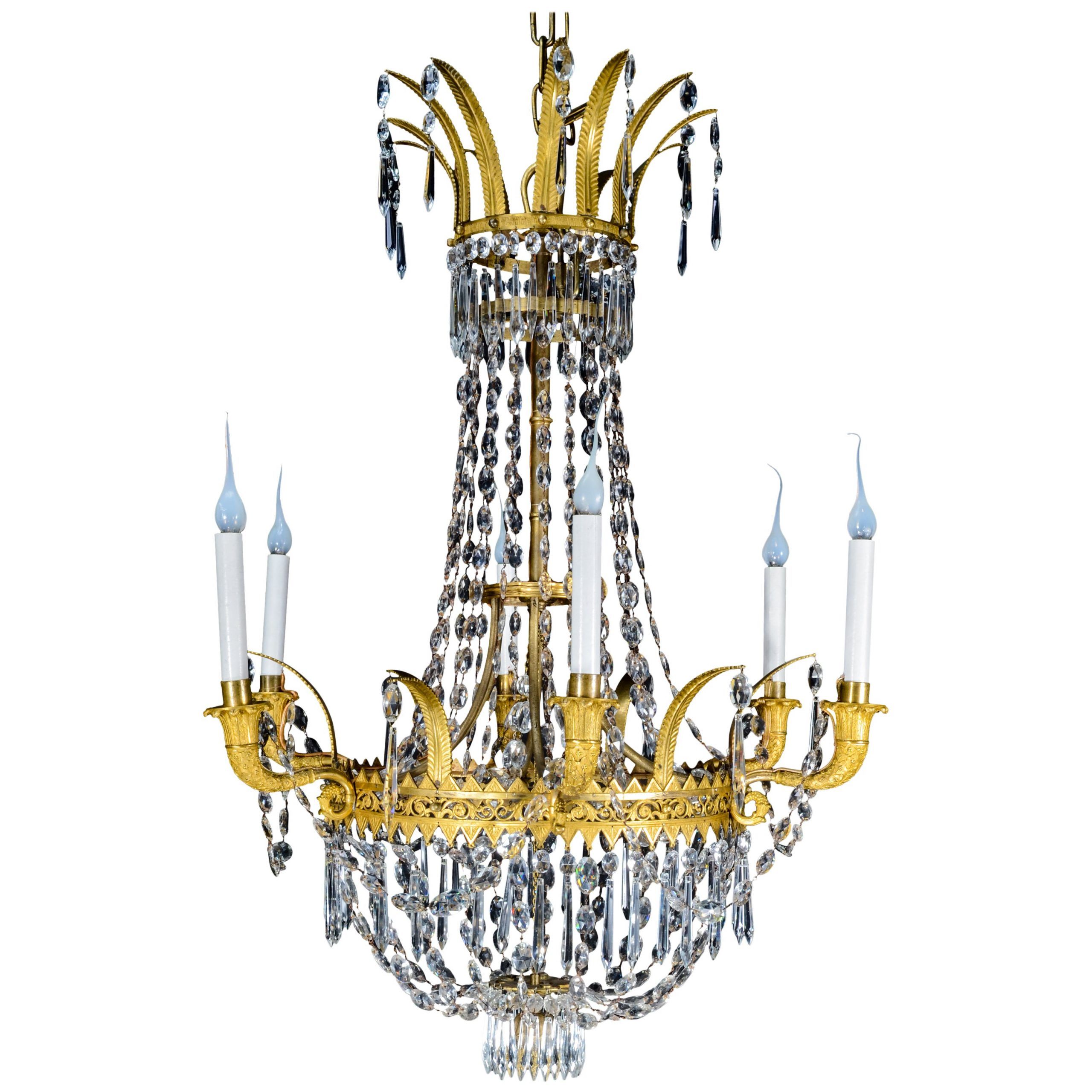 Roman Bronze And Crystal Chandeliers Inside Recent Gilt Bronze And Crystal Empire Style Chandelier For Sale (View 2 of 15)