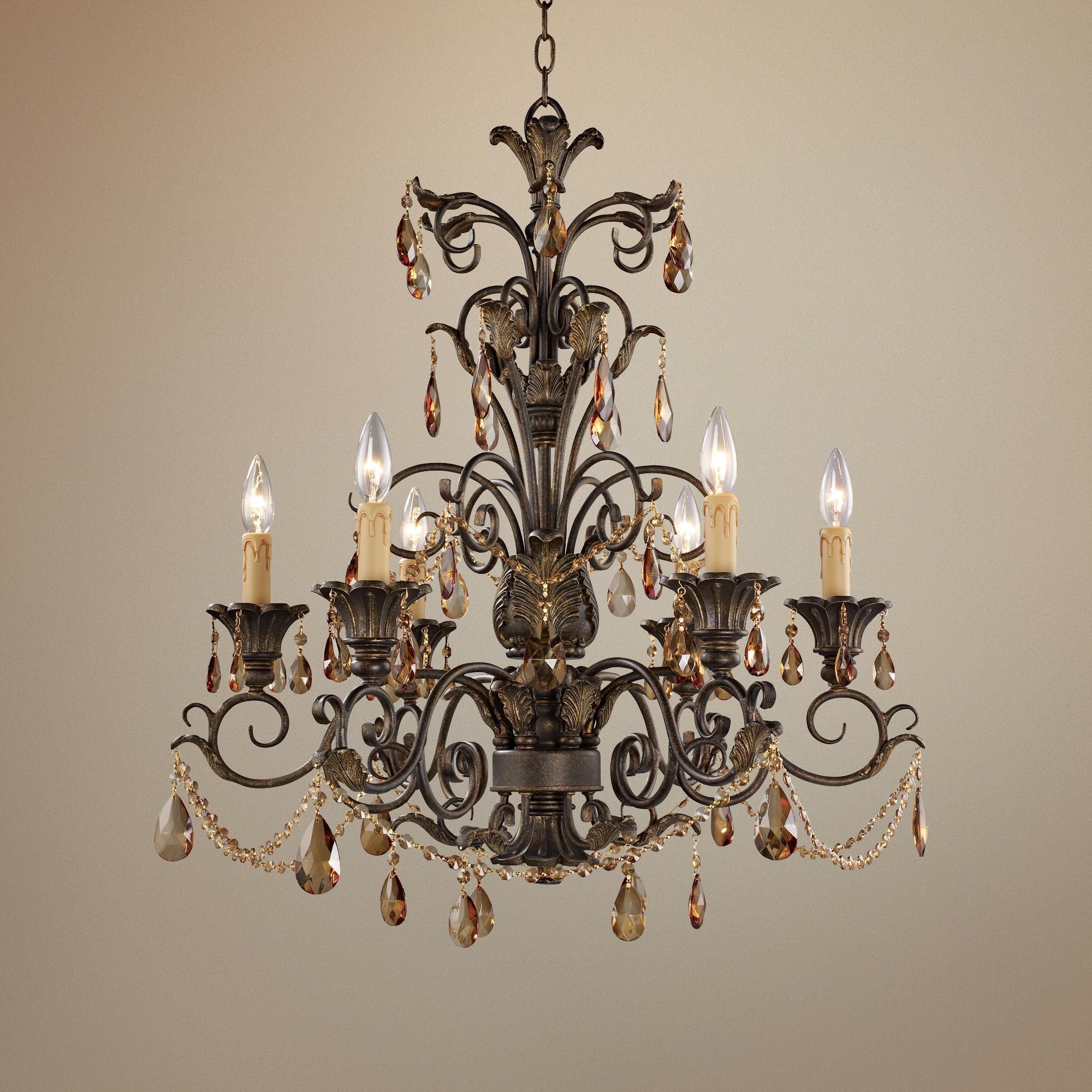Roman Bronze And Crystal Chandeliers Pertaining To Popular Rochelle Collection 6 Light Chandelier – # (View 3 of 15)