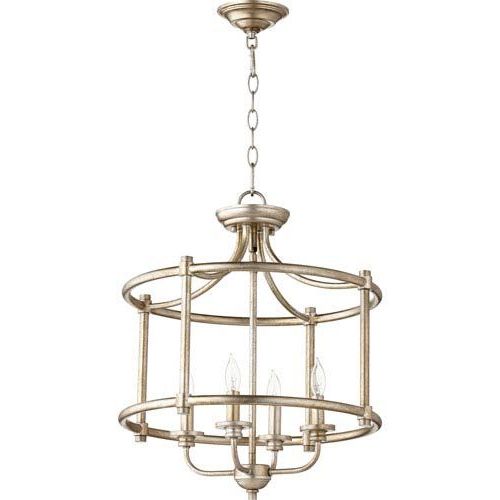 Rossington Aged Silver Leaf Four Light 19 Inch Pendant With Most Up To Date Ornament Aged Silver Chandeliers (View 7 of 15)