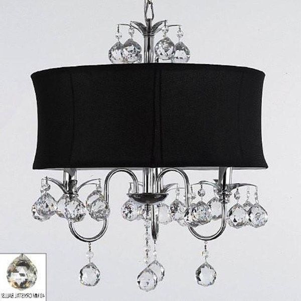 Shop Modern Contemporary Black Drum Shade & Crystal Inside Best And Newest Black Shade Chandeliers (View 15 of 15)