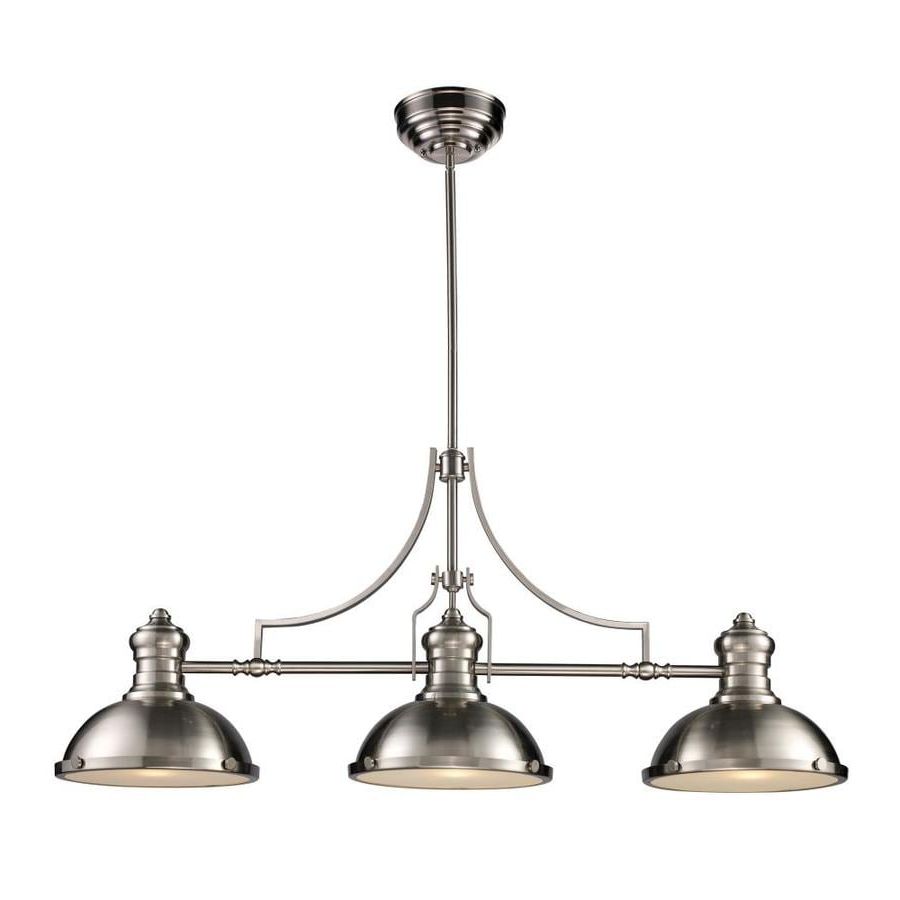 Shop Westmore Lighting Chiserley 13 In W 3 Light Satin Pertaining To Fashionable Gray And Nickel Kitchen Island Light Pendants Lights (View 6 of 15)