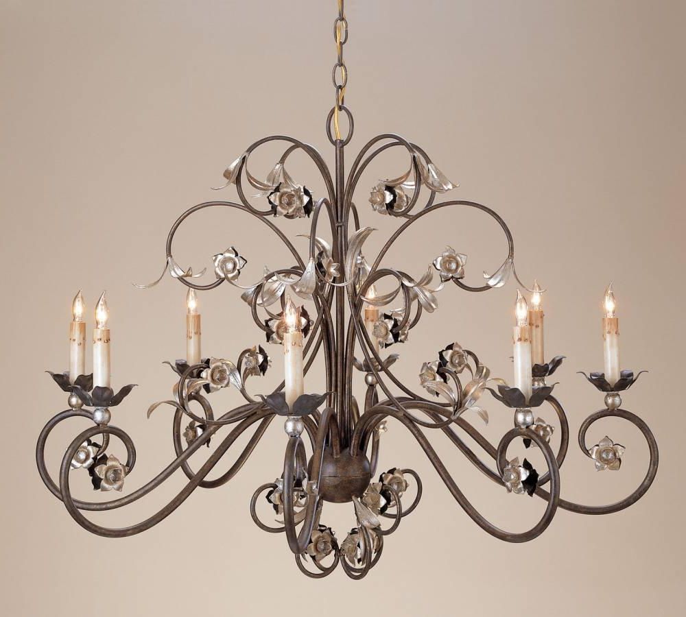 Silver Leaf Chandeliers Regarding Most Recent Currey Contemporary Silver Leaf Metro 4 Light 2 Tier (View 9 of 15)
