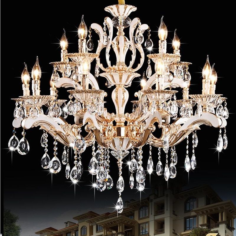 Soft Gold Crystal Chandeliers Throughout Most Current Gold Crystal Chandelier Living Room Dining Room Candle (View 7 of 15)