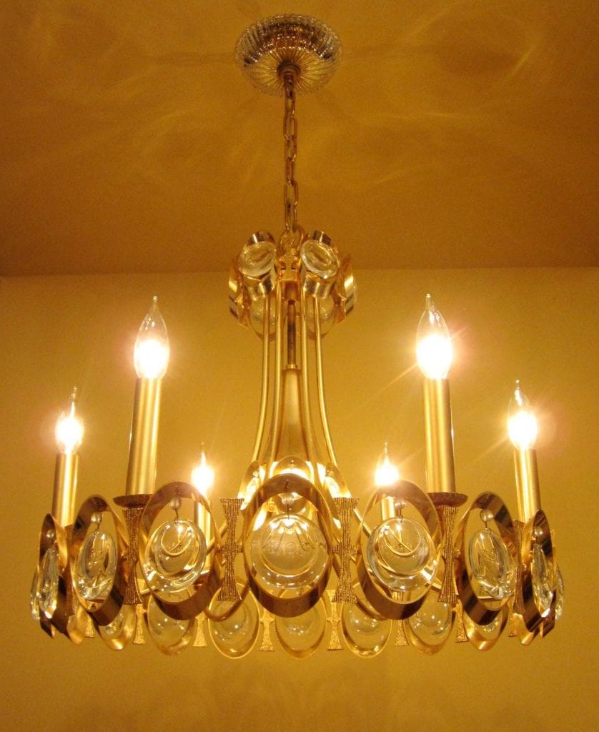 Soft Gold Crystal Chandeliers With 2020 1970s 24k Gold Crystal Chandeliersciolari (View 11 of 15)