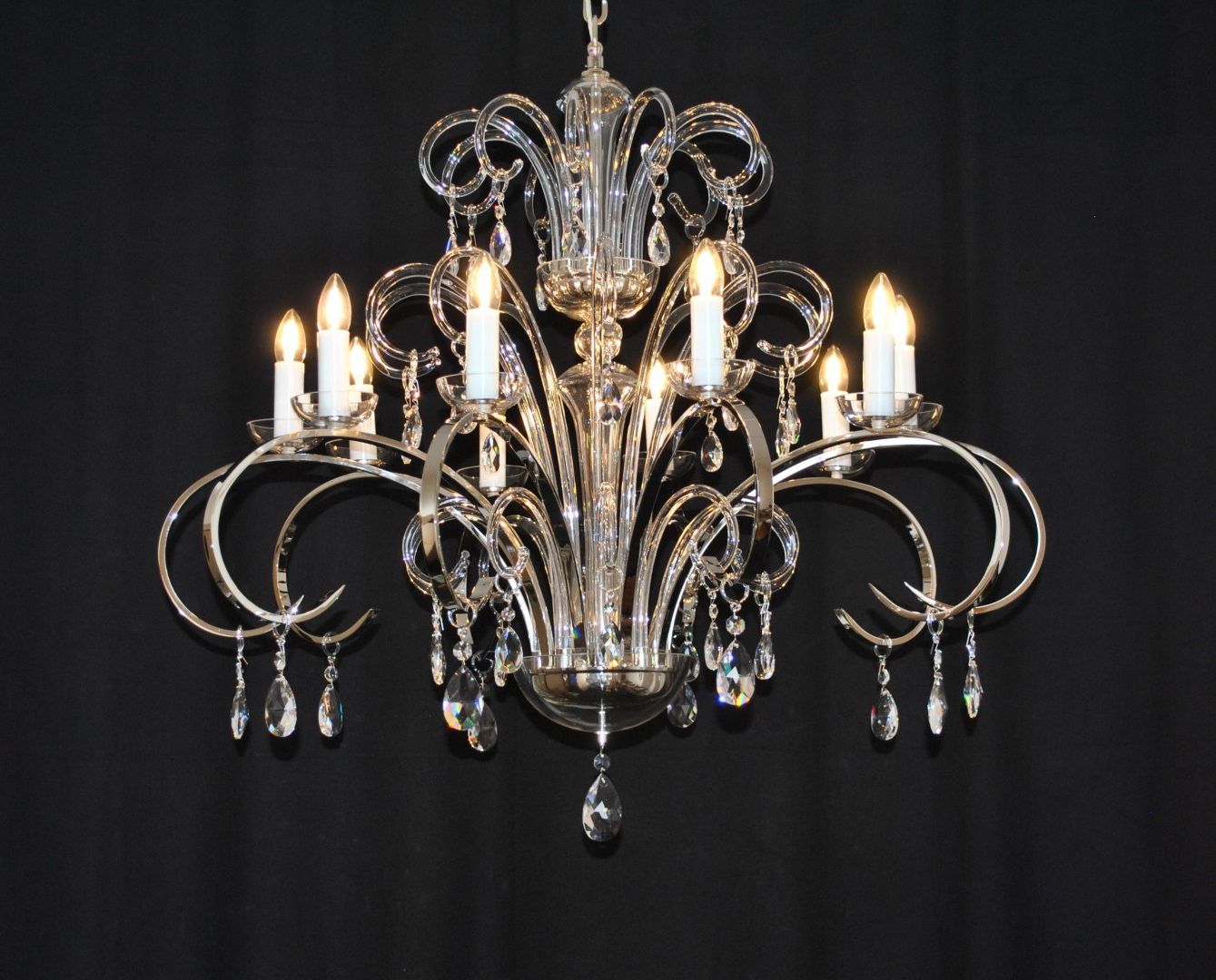 Trendy Soft Silver Crystal Chandeliers Within The 12 Arms Silver Modern Crystal Chandelier – Smooth (View 4 of 15)