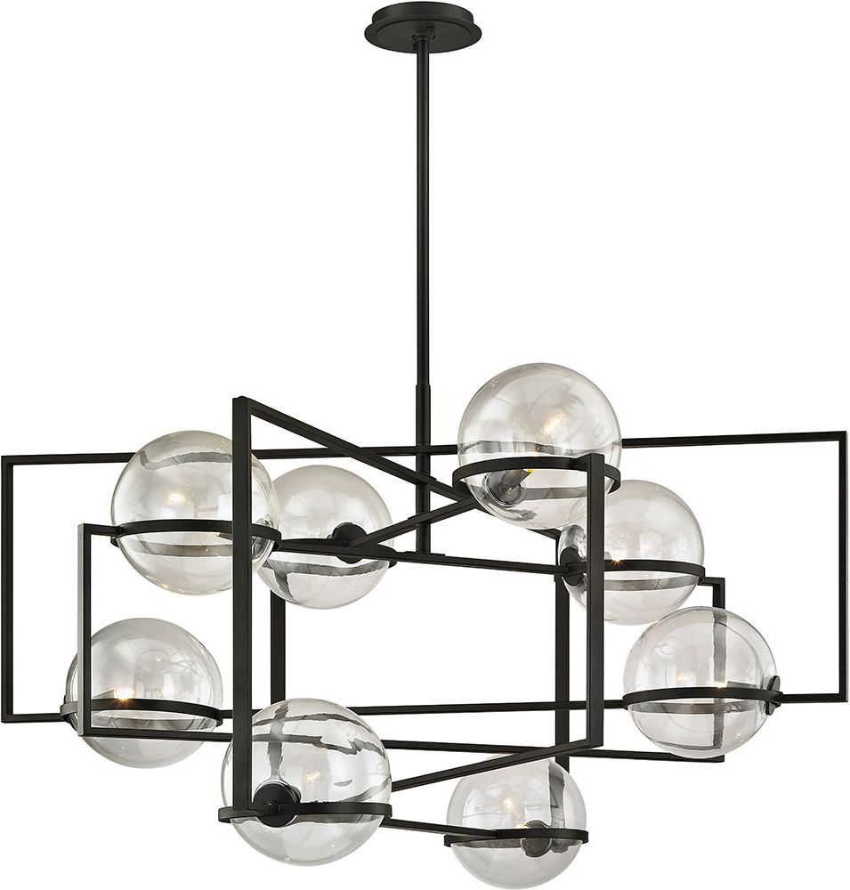 Troy F6228 Elliot Modern Black Xenon 44" Hanging Throughout Well Known Black Finish Modern Chandeliers (View 6 of 15)
