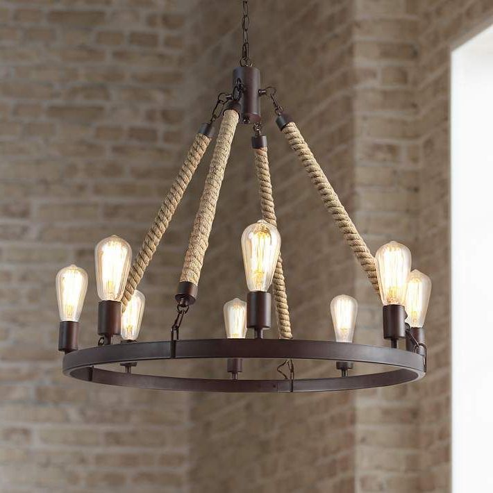 Wagon Wheel Chandeliers For Well Liked Lurav 24" Wide Bronze 8 Light Wagon Wheel Chandelier (View 4 of 15)