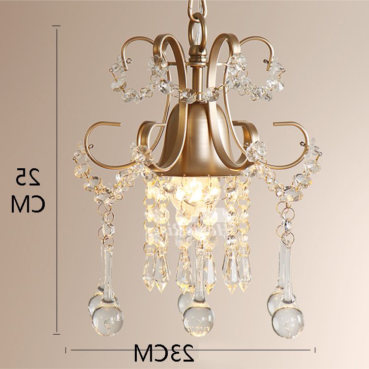 Walnut And Crystal Small Mini Chandeliers With Regard To Most Popular Mini Chandelier Crystal Hanging Wrought Iron Lighting (View 1 of 15)