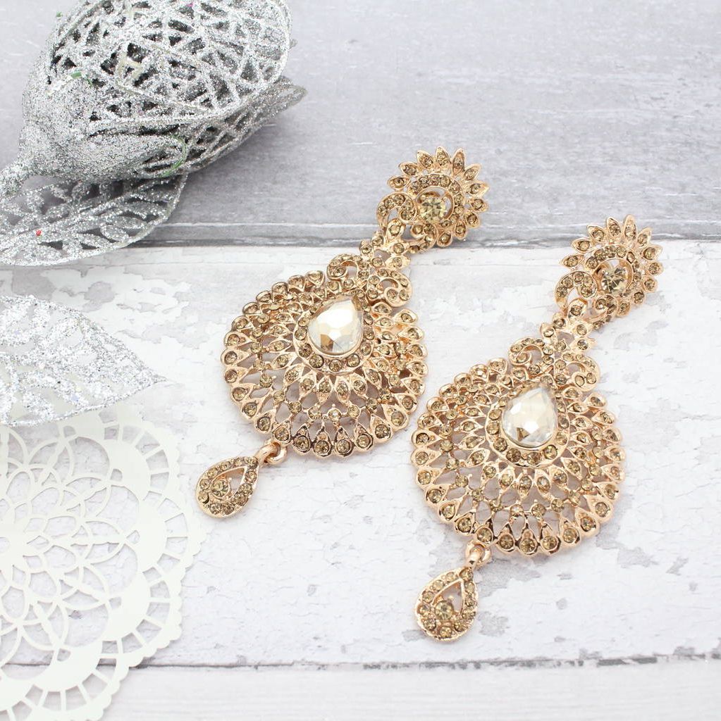 Warm Antique Gold Ring Chandeliers For Trendy Antique Gold Stone Chandelier Earringsisabella Charm (View 3 of 15)